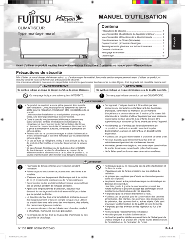 Mode d'emploi | Fujitsu ASU12RLS3 Manuel utilisateur | Fixfr