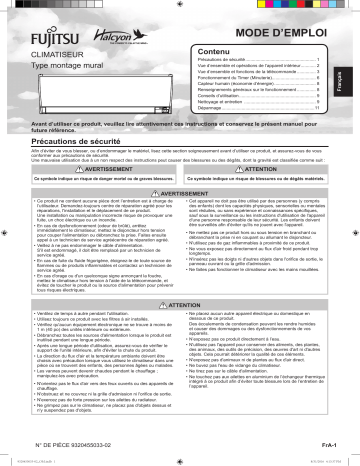 Mode d'emploi | Fujitsu ASU12RLS3Y Manuel utilisateur | Fixfr