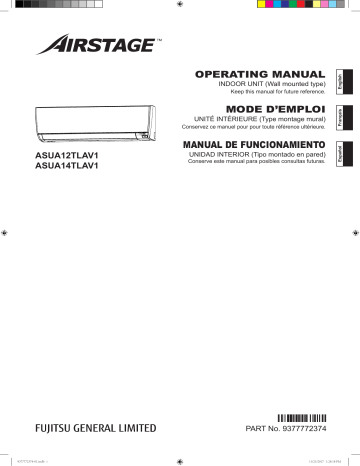 Mode d'emploi | Fujitsu ASUA12TLAV1 Manuel utilisateur | Fixfr