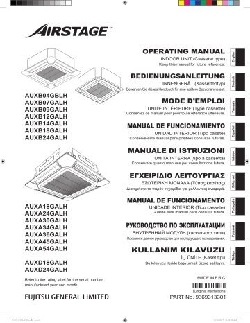 Mode d'emploi | Fujitsu AUXA18GALH Manuel utilisateur | Fixfr