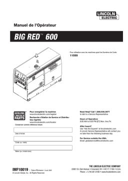 Lincoln Electric Big Red 600 - 11599 Manuel utilisateur