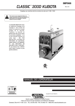 Lincoln Electric Classic 300D (Kubota) - 11499 Manuel utilisateur