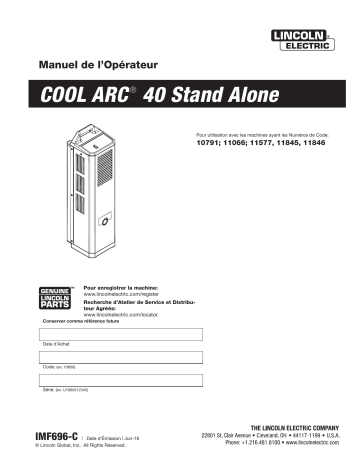 Mode d'emploi | Lincoln Electric Cool Arc 40 - 11577 Manuel utilisateur | Fixfr