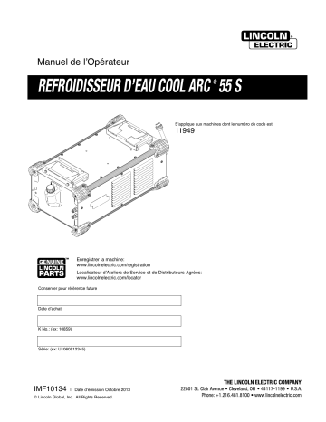 Mode d'emploi | Lincoln Electric Cool Arc 55 S Water Cooler - 11949 Manuel utilisateur | Fixfr