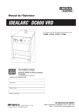 Lincoln Electric DC-600 VRD - 11598 Manuel utilisateur