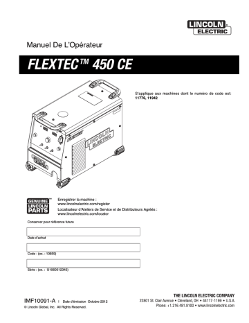 Mode d'emploi | Lincoln Electric Flextec 450 - 11776 Manuel utilisateur | Fixfr