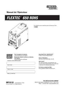 Lincoln Electric Flextec 650 (RoHS) - 11936 Manuel utilisateur