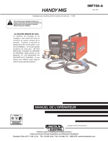 Mode d'emploi | Lincoln Electric Handy MIG - 10919 Manuel utilisateur | Fixfr