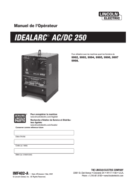 Lincoln Electric Idealarc 250 AC/DC - 9738 Manuel utilisateur