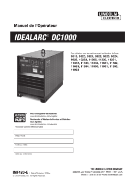 Lincoln Electric DC-1000  (CE) - 11334 Manuel utilisateur