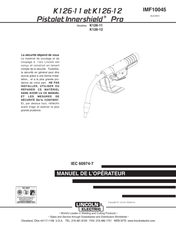 Mode d'emploi | Lincoln Electric Innershield Pro Gun - K126-10 Manuel utilisateur | Fixfr