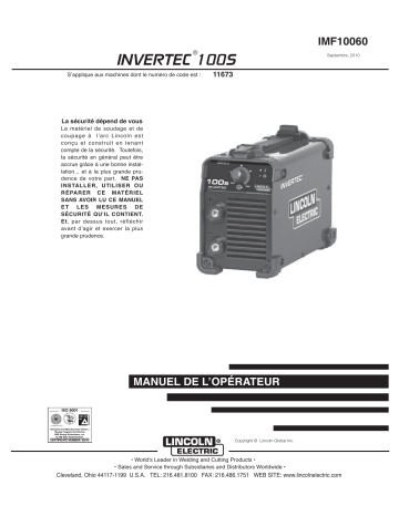 Mode d'emploi | Lincoln Electric Invertec 100S - 11673 Manuel utilisateur | Fixfr