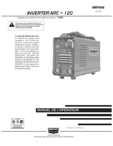 Mode d'emploi | Lincoln Electric INVERTER ARC 120 - 11565 Manuel utilisateur | Fixfr