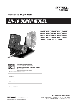 Lincoln Electric LN-10 - 10761 Manuel utilisateur