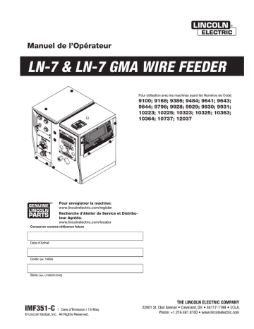 Mode d'emploi | Lincoln Electric LN-7 GMA - 9100 Manuel utilisateur | Fixfr