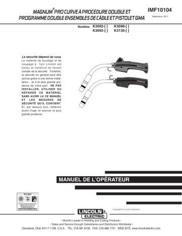 Magnum Pro Curve 300 | Mode d'emploi | Lincoln Electric Magnum Pro Curve 400 (Dual Procedure) - K3098-2 Manuel utilisateur | Fixfr