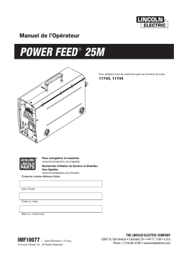 Lincoln Electric Power Feed 25M (Plastic Case) - 11744 Manuel utilisateur