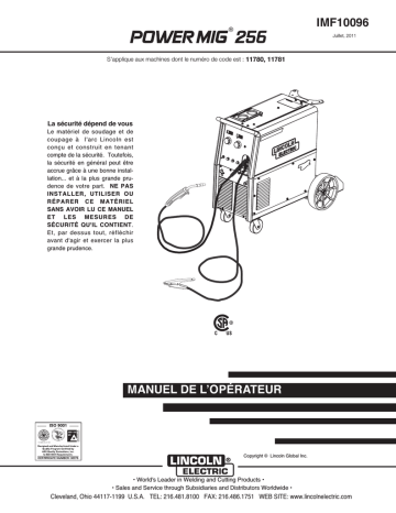 Mode d'emploi | Lincoln Electric POWER MIG 256 - 11780 Manuel utilisateur | Fixfr