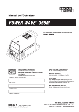 Lincoln Electric Power Wave 355M ArcLink - 11141 Manuel utilisateur