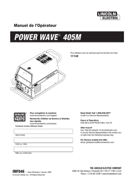 Lincoln Electric Power Wave 405M ArcLink - 11142 Manuel utilisateur