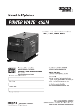 Lincoln Electric Power Wave 455M - 11057 Manuel utilisateur