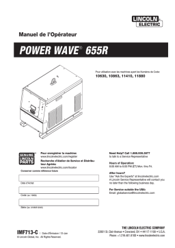 Lincoln Electric Power Wave 655/R (CE) - 11410 Manuel utilisateur