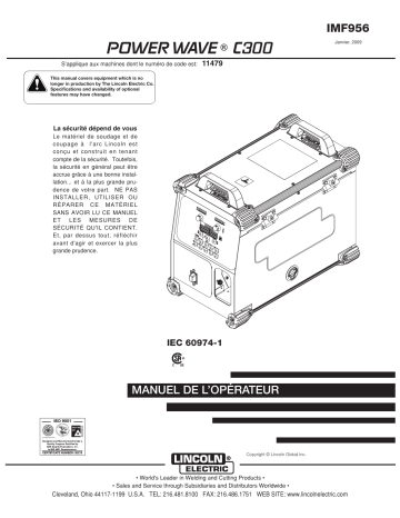 Mode d'emploi | Lincoln Electric Power Wave C300 - 11479 Manuel utilisateur | Fixfr