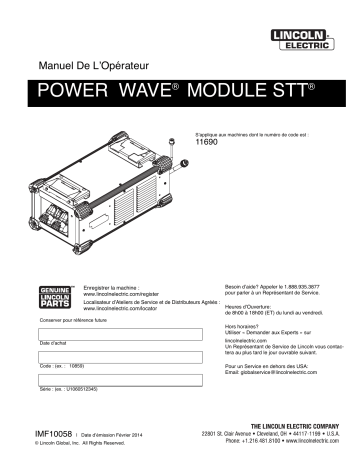Power Wave STT Module | Mode d'emploi | Lincoln Electric STT Module - 11690 Manuel utilisateur | Fixfr