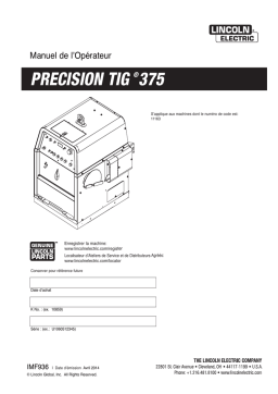 Lincoln Electric Precision TIG 375 - 11163 Manuel utilisateur