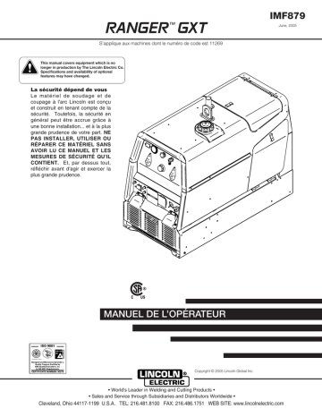 Mode d'emploi | Lincoln Electric Ranger 250 GXT - 11269 Manuel utilisateur | Fixfr