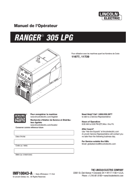 Lincoln Electric Ranger 305 LPG - 11677 Manuel utilisateur