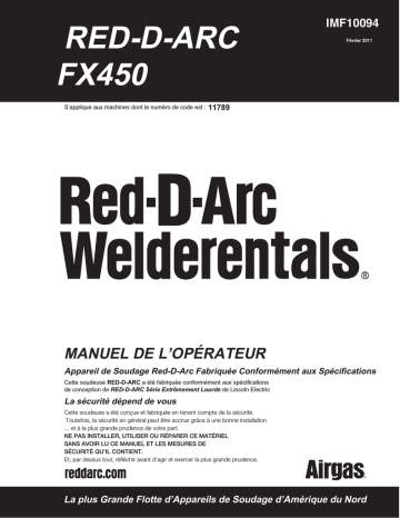 Mode d'emploi | Lincoln Electric Red-D-Arc FX450 - 11789 Manuel utilisateur | Fixfr