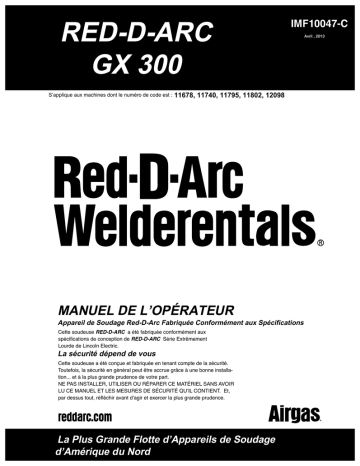 Mode d'emploi | Lincoln Electric Red-D-Arc GX300 - 11678 Manuel utilisateur | Fixfr