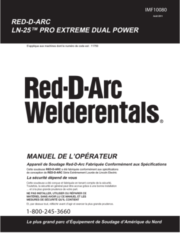 Mode d'emploi | Lincoln Electric Red-D-Arc LN-25 Pro Extreme - 12164 Manuel utilisateur | Fixfr