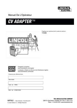 Lincoln Electric CV Adaptor w/Remote - 11040 Manuel utilisateur