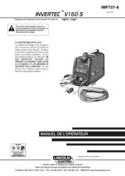 Lincoln Electric Invertec V160-S - 11031 Manuel utilisateur