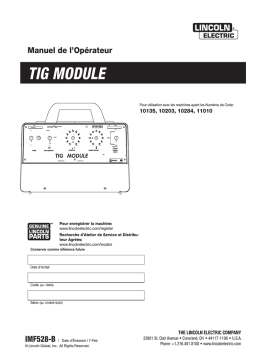 Lincoln Electric TIG Module - 11010 Manuel utilisateur