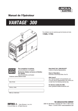 Lincoln Electric Vantage 300  (Kubota) - 11529 Manuel utilisateur