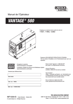 Lincoln Electric Vantage 580 (AU) (Perkins) - 12363 Manuel utilisateur