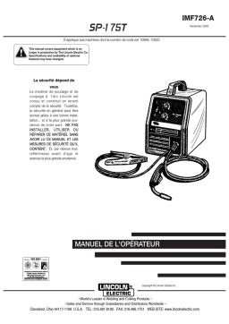 Lincoln Electric SP175T - 10869 Manuel utilisateur