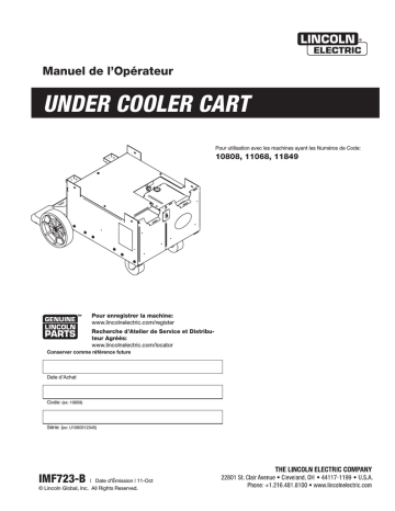 Under Cooler Cart | Mode d'emploi | Lincoln Electric UNDER-Cooler CART - 10808 Manuel utilisateur | Fixfr