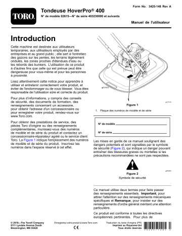 Toro HoverPro 400 Machine Walk Behind Mower Manuel utilisateur | Fixfr