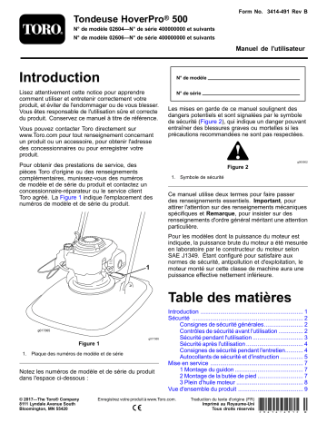 Toro HoverPro 550 Machine Walk Behind Mower Manuel utilisateur | Fixfr