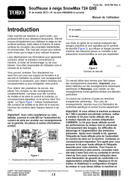 Toro SnowMax 724 QXE Snowthrower Manuel utilisateur