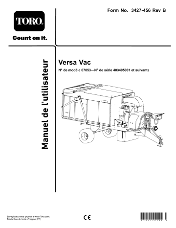 Toro Versa Vac Commercial Debris Blower Manuel utilisateur | Fixfr