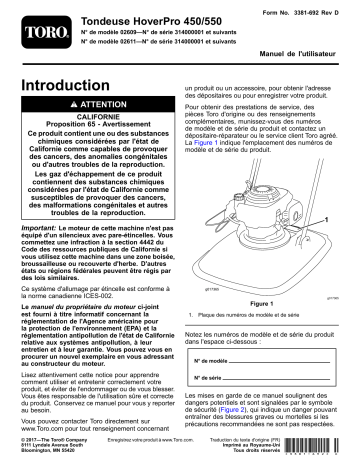 HoverPro 450 Machine | Toro HoverPro 550 Machine Walk Behind Mower Manuel utilisateur | Fixfr