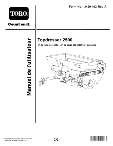 Toro Topdresser 2500 Top Dresser Manuel utilisateur | Fixfr