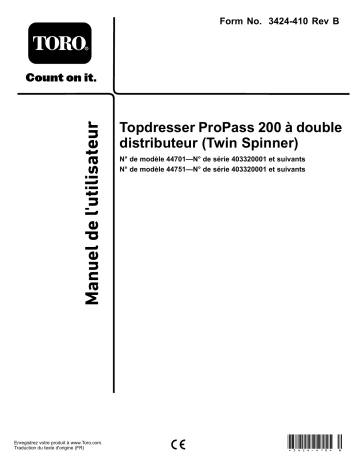 Toro ProPass 200 Top Dresser Manuel utilisateur | Fixfr