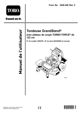 Toro GrandStand Mower, With 122cm TURBO FORCE Cutting Unit Riding Product Manuel utilisateur