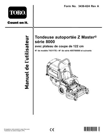 Toro Z Master 8000 Series Riding Mower, Riding Product Manuel utilisateur | Fixfr